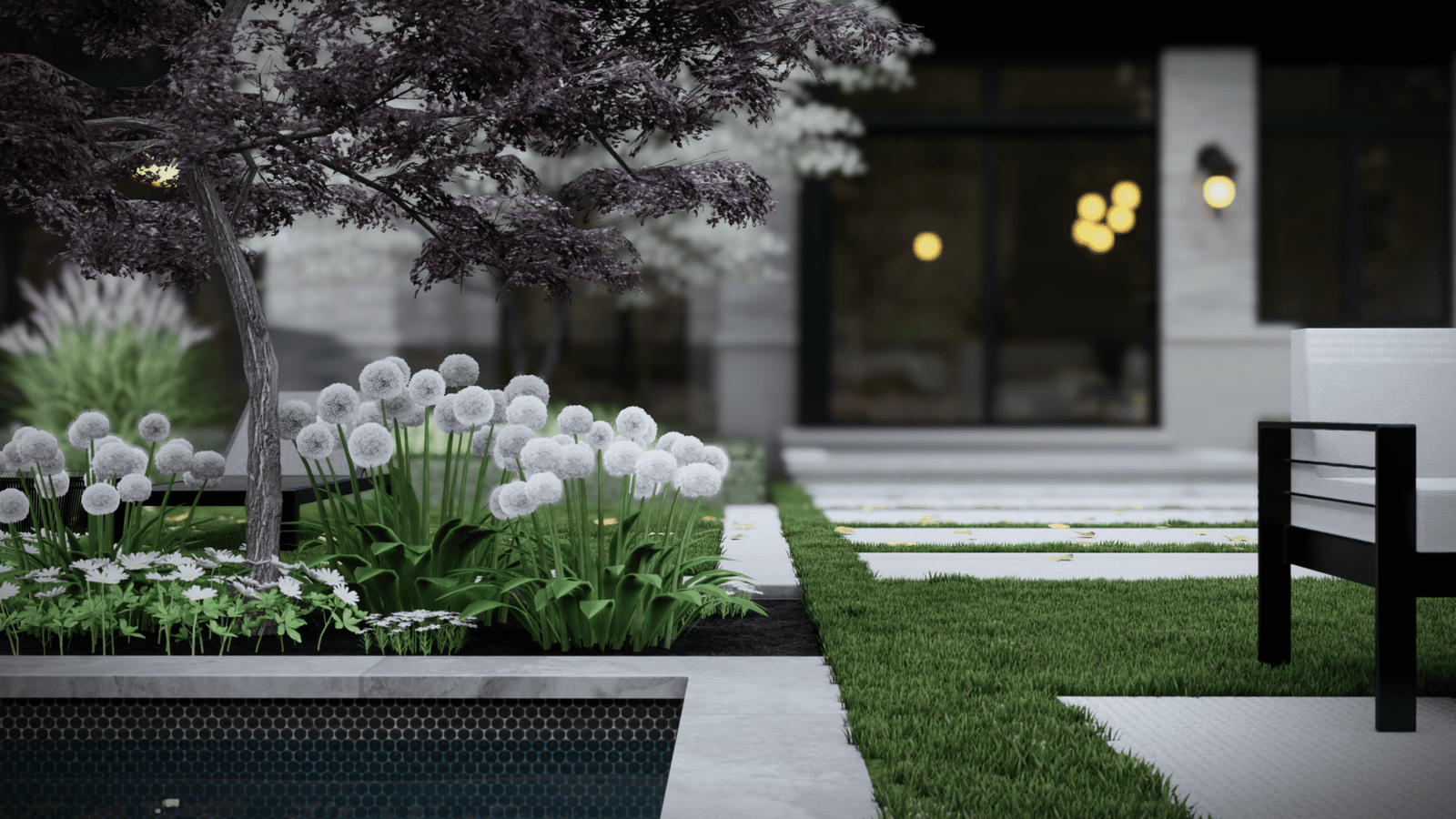 Outdoor lounge area Niagara landscape design